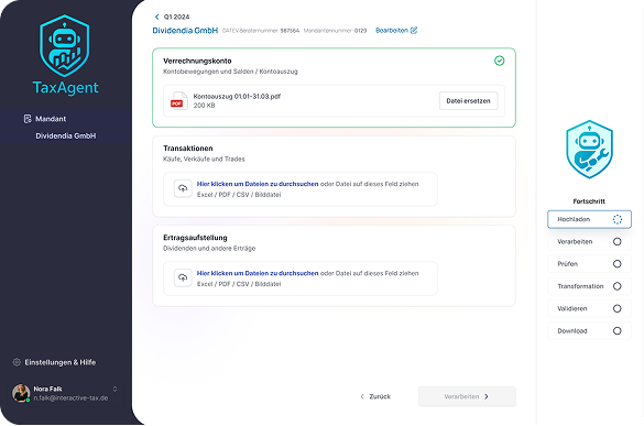 TaxAgent Mandanten Dashboard